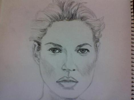 Pencil drawing of Kate Moss, cover December 2005 Vanity Fair, by Riquee B.Jarmon 